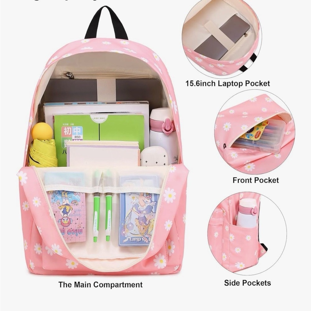 Pink Daisy Backpack Set - Picture 3 of 4